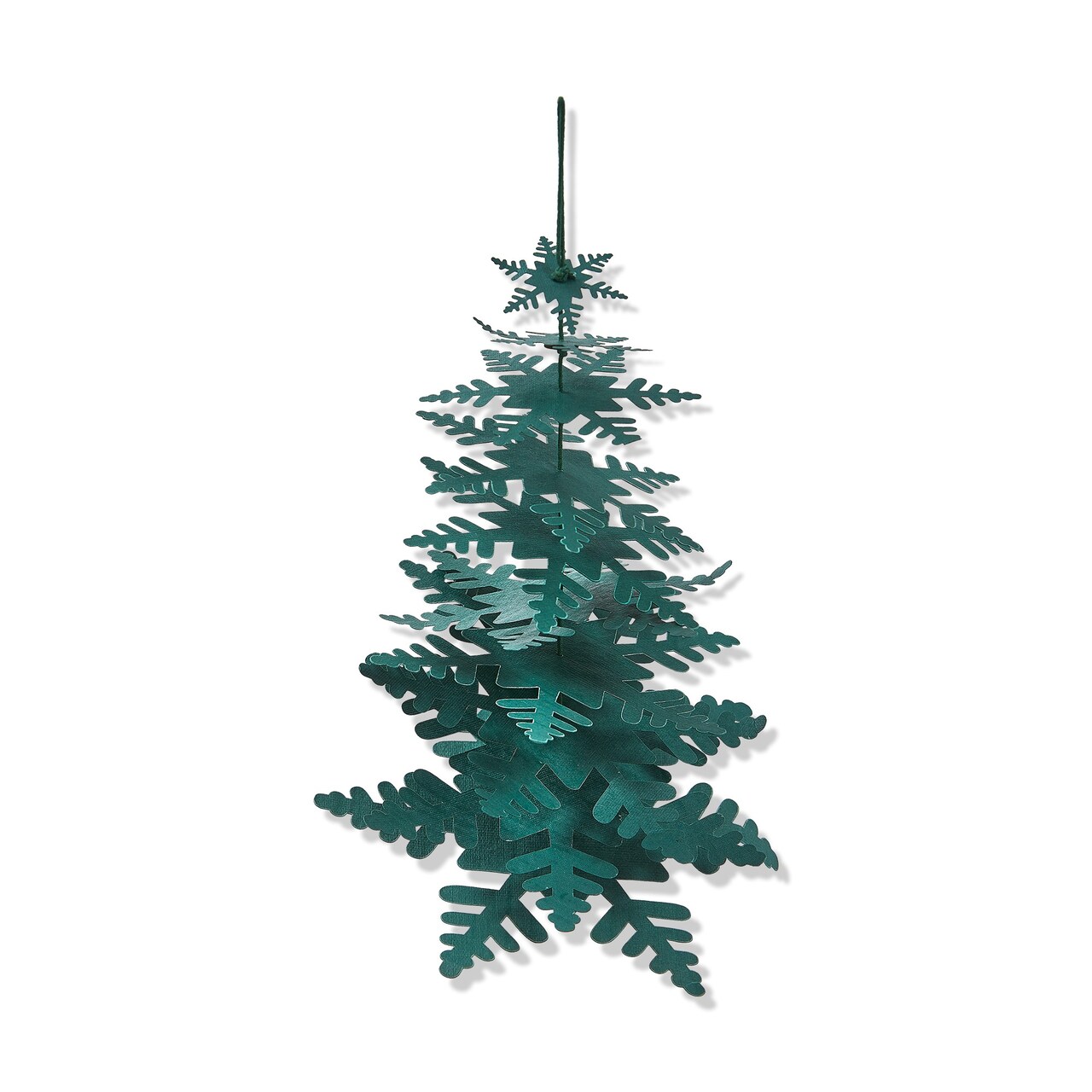 Paper Snowflake Tree Decor - Dark Green Holiday Sculpture, 9" H x 7" L x 7" W, Festive Christmas Decor
